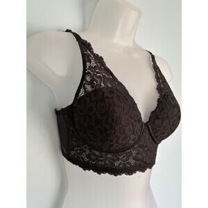 Maidenform Bra 34C Wireless Lace Lined Black